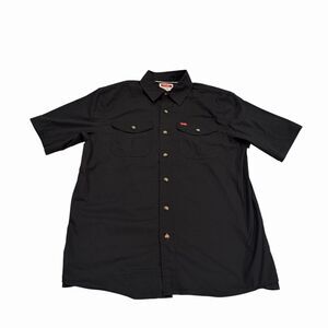 Wrangler Button Up Shirt Men's Relaxed Stretch Poplin Short Sleeve Medium Black